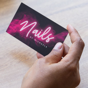 Pink Neon & Smoke Nail Salon/technician Business Card by businessbranding at Zazzle