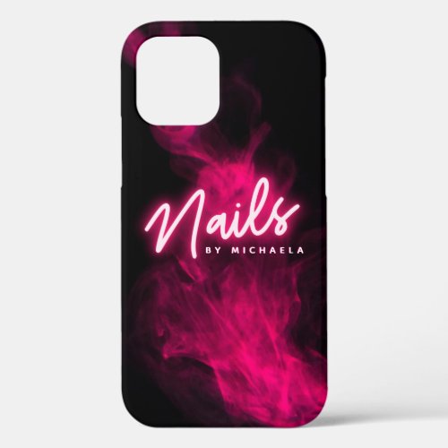 Pink Neon  Smoke Nail SalonTechnician iPhone 12 Case