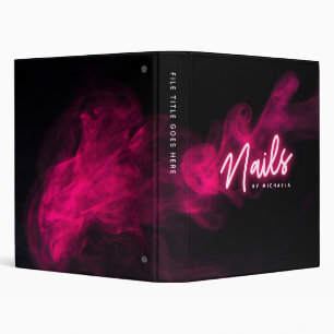 Pink Neon & Smoke Nail Salon/Technician Classic Ro 3 Ring Binder