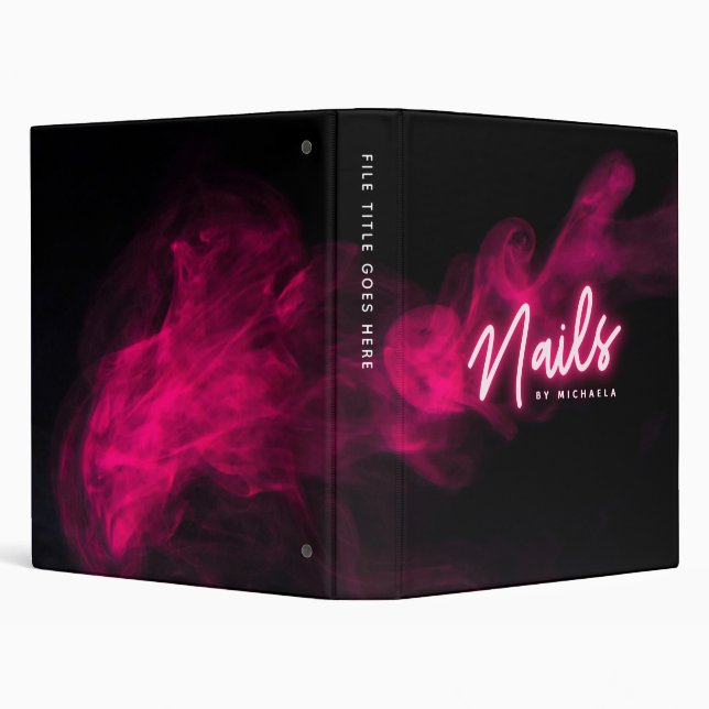 Pink Neon & Smoke Nail Salon/Technician Classic Ro 3 Ring Binder (Background)