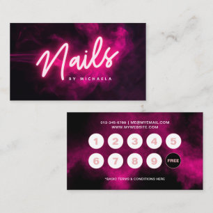 Pink Neon & Smoke Nail Salon/Technician Loyalty Card