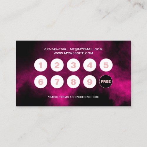 Pink Neon  Smoke Nail SalonTechnician Loyalty Card
