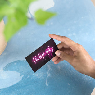 Pink Neon & Smoke Photography Script  Business Card