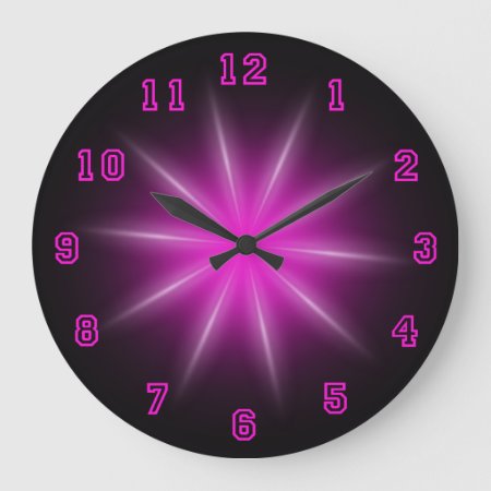 Pink Neon Star 10.75" Large Clock