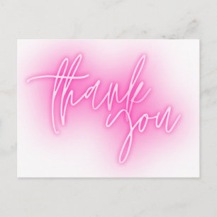 Pink Neon Thank You Sign Trendy Postcard