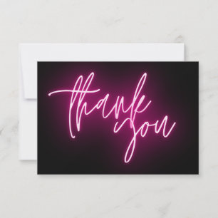 Pink Neon Thank You Trendy Card