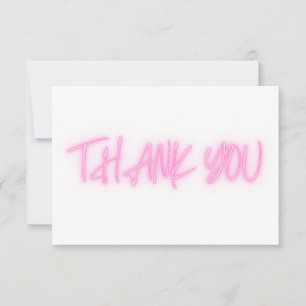 Pink Neon Thank You Trendy Card