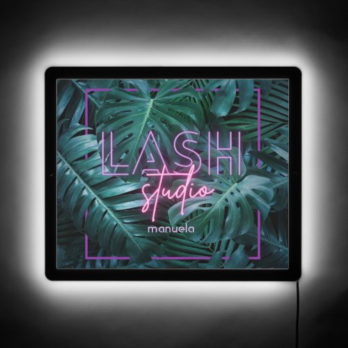 Pink Neon Tropical Lashes Business LED Sign