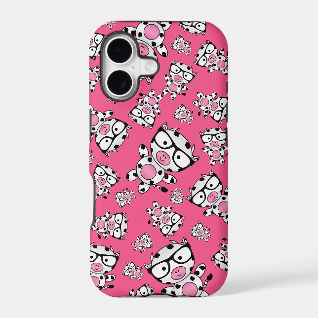 Pink nerd cow pattern iphone case (Back)