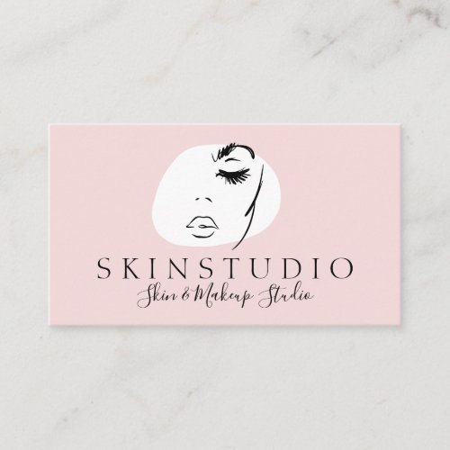 Pink Neutral Aesthetic Face Beauty Skin Business Card