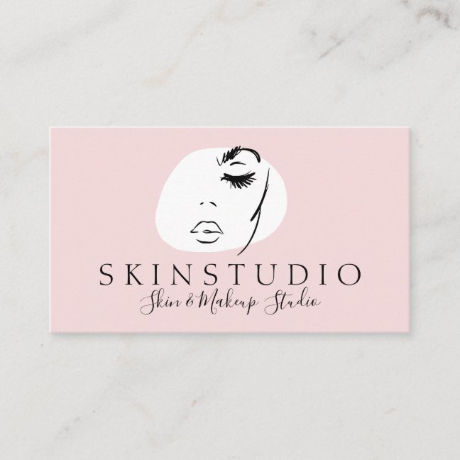 Pink Neutral Aesthetic Face Beauty Skin Business Card
