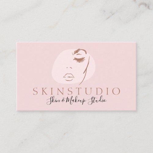 Pink Neutral Aesthetic Feminine Face Beauty Skin Business Card