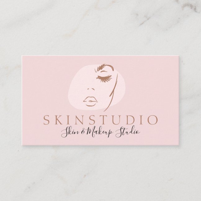 Pink Neutral Aesthetic Feminine Face Beauty Skin Business Card