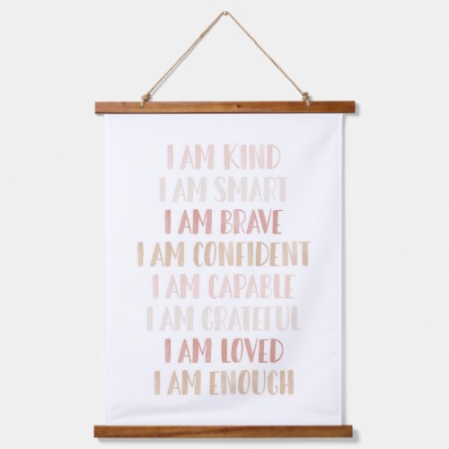 Pink Neutral Affirmations for Kids Nursery Decor Hanging Tapestry