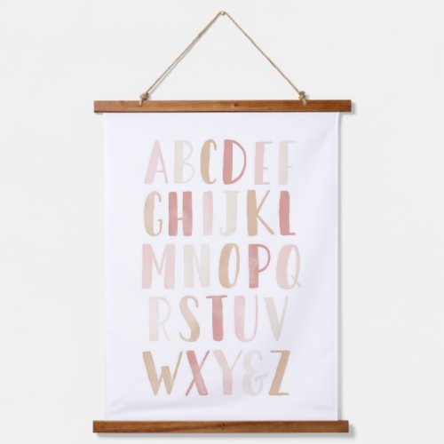 Pink Neutral Alphabet ABC Girl Nursery Decor Hanging Tapestry