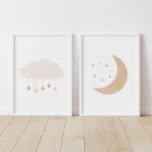 Pink Neutral Cloud and Moon Girl Nursery Decor Wall Art Sets<br><div class="desc">Add a finishing touch to your little one's space with this set of 2 watercolor cloud and moon prints.</div>