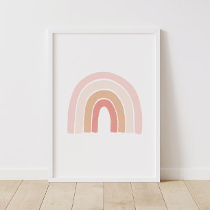 Pink Neutral Rainbow Nursery Decor Poster