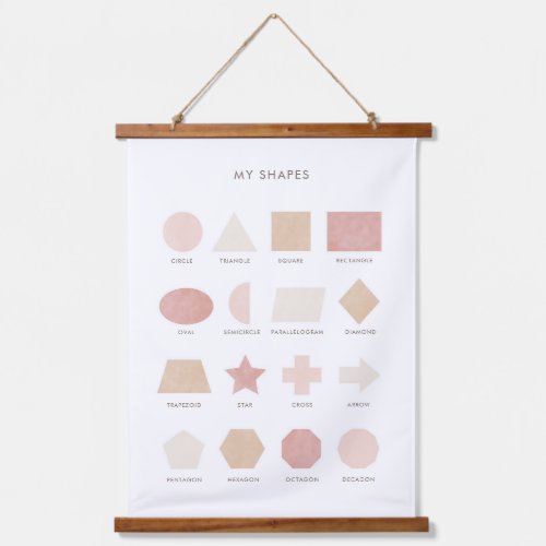 Pink Neutral Shapes Educational Classroom Decor Hanging Tapestry