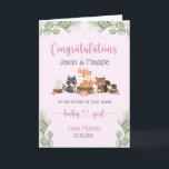Pink New Baby Girl Personalized Congratulations  Card<br><div class="desc">New parents will love receiving this personalized card to celebrate the arrival of their sweet baby girl.</div>
