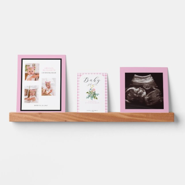 Pink New Baby Girl  Picture Ledge (Front)