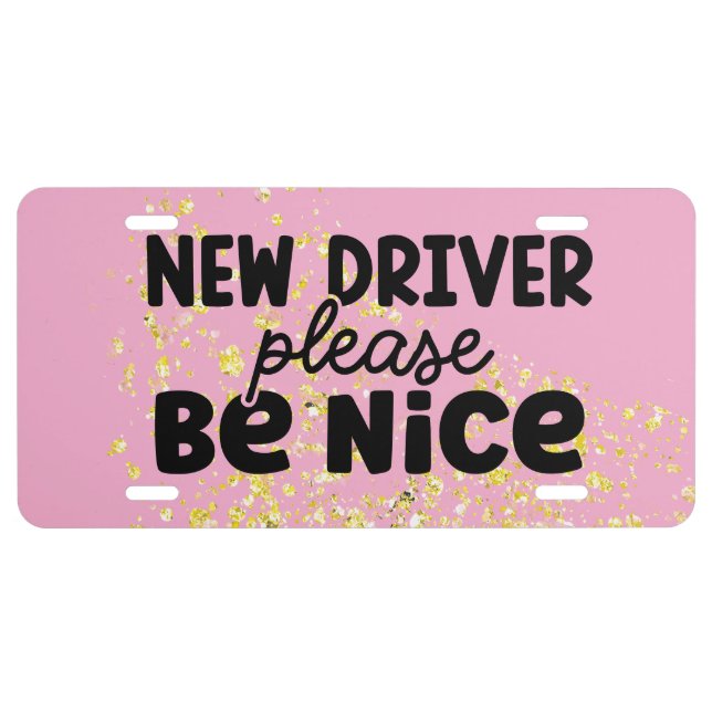 Pink New Driver Quote License Plate (Front)