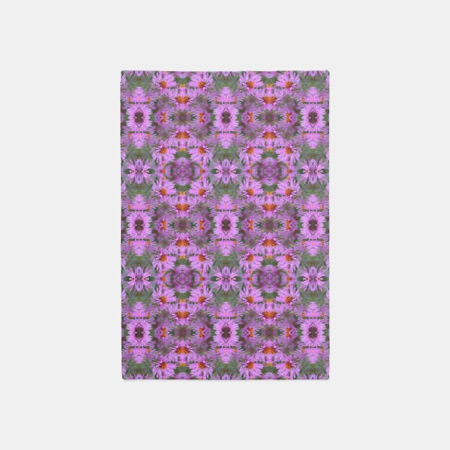 Pink New England Aster Flowers Abstract Rug (Front (Vertical))