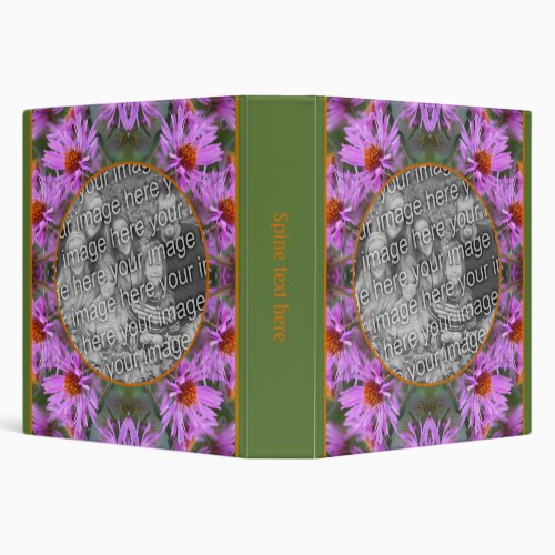 Pink New England Aster Flowers Add Your Own Photo 3 Ring Binder