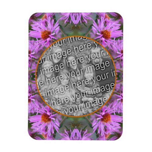 Pink New England Aster Flowers Add Your Photo Magnet
