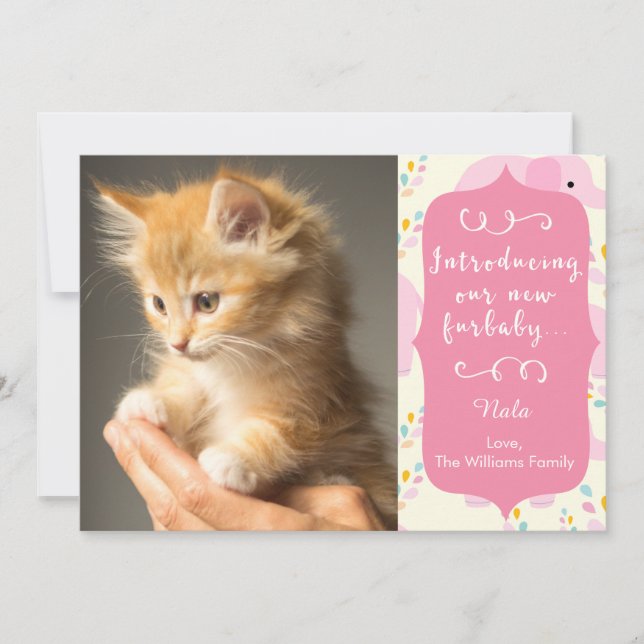 Pink New Furbaby Announcement (Front)