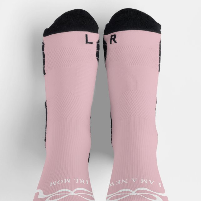Pink New Mom Baby Girl Bows Retro Modern Gift  Socks (Top)