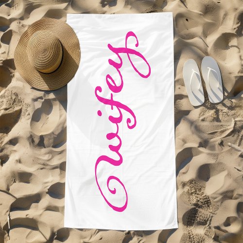 Pink Newlywed Bride Wifey Wife Beach Towel