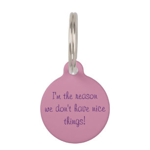 Pink "Nice Things" Pet Name Tag