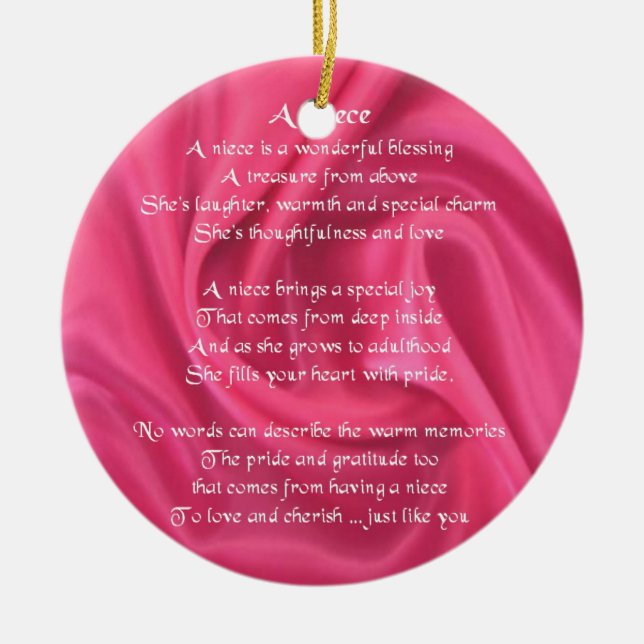 Pink - Niece Poem Ceramic Ornament (Front)