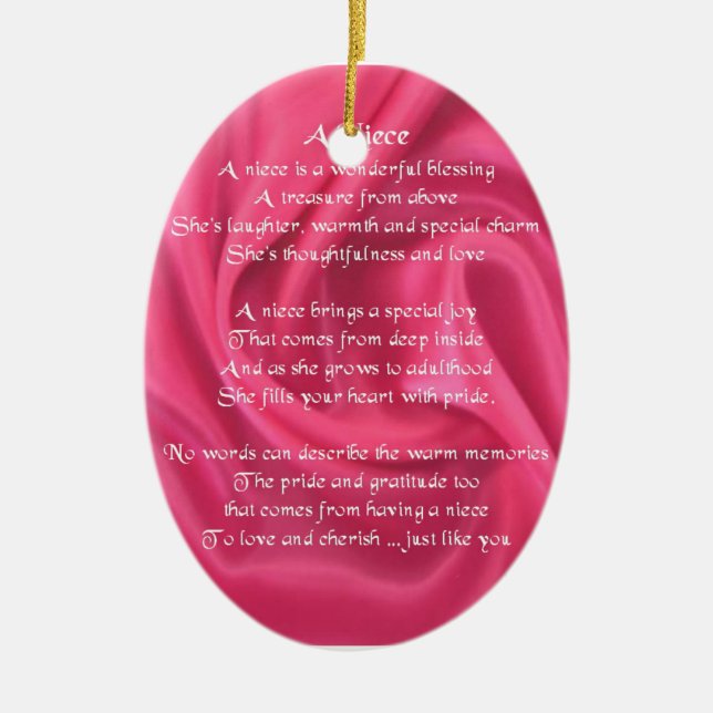 Pink - Niece Poem Ceramic Ornament (Front)
