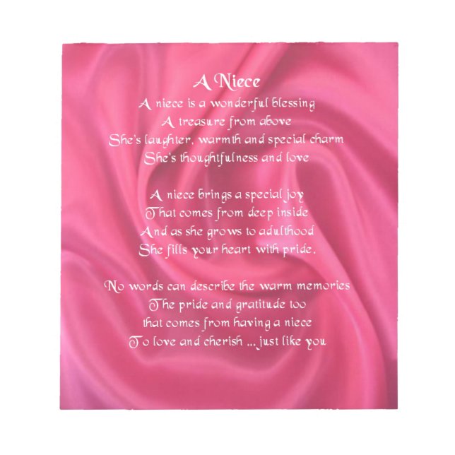 Pink - Niece Poem Notepad (Front)