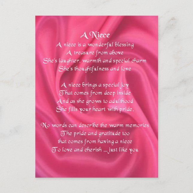 Pink - Niece Poem Postcard (Front)