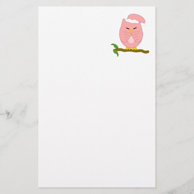 Pink Night Owl Design Stationery (Front)
