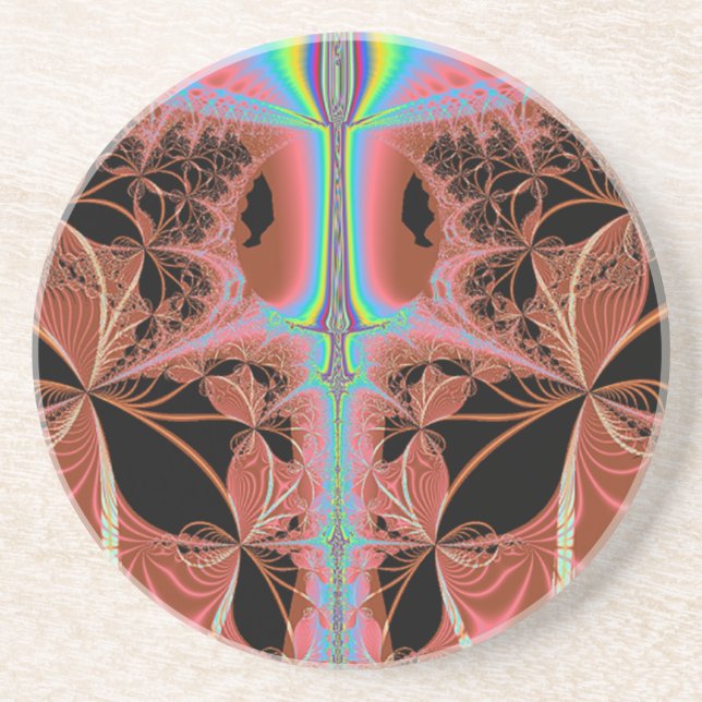 Pink Nightgown With Rainbow Laser Abstract Drink Coaster (Front)