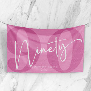 Pink Ninety 90th Ninetieth Birthday Party Banner