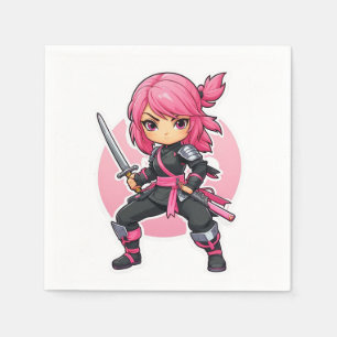 Pink Ninja Girl Napkins