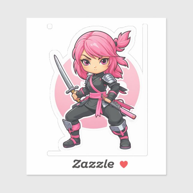 Pink Ninja Girl Sticker (Sheet)