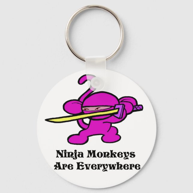 Pink Ninja On Guard Keychain (Front)