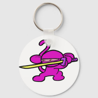 Pink Ninja On Guard-No Words Keychain