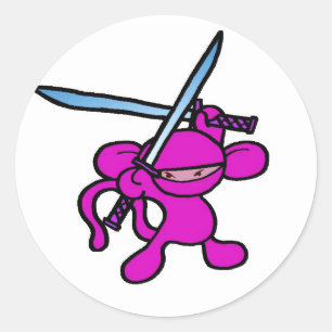 Pink Ninja OverHead-No Words Classic Round Sticker