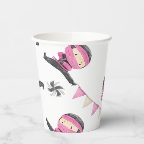 Pink Ninja Party Paper Cups