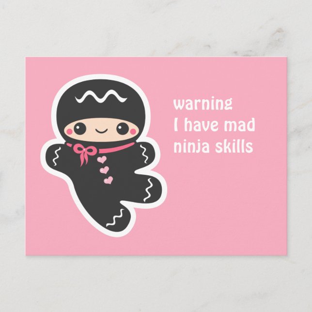 Pink Ninjabread Man Postcard (Front)