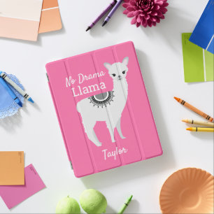 "Pink No Drama Llama" Customizable iPad Smart Cover