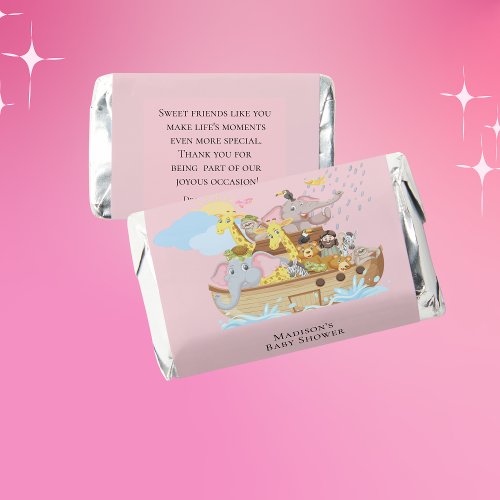 Pink Noahs Ark Baby Shower Sticker Hersheys Miniatures