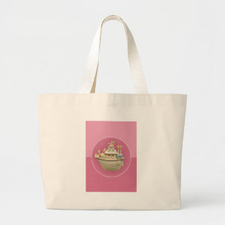 Pink Noah's Ark Large Tote Bag