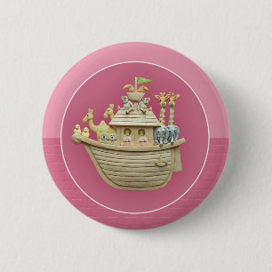 Pink Noah's Ark Pinback Button